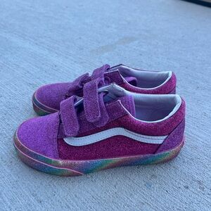 Vans Pink and White Sneakers with Velcro Closure